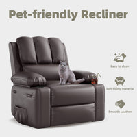 Garvee Oversized Recliner Chairs with Heat and Massage - 360° Swivel Lazy Boy Recliner Chair for Adults- Manual Rocking Chair with Cup Holder for Living Rooms, Bedrooms and Nurseries - Coffe