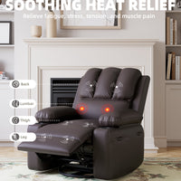 Garvee Oversized Recliner Chairs with Heat and Massage - 360° Swivel Lazy Boy Recliner Chair for Adults- Manual Rocking Chair with Cup Holder for Living Rooms, Bedrooms and Nurseries - Coffe