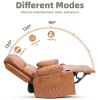 Garvee Oversized Recliner Chairs with Heat and Massage - 360° Swivel Lazy Boy Recliner Chair for Adults- Manual Rocking Chair with Cup Holder for Living Rooms, Bedrooms and Nurseries - Retro Brown