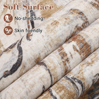 Garvee Modern Abstract Area Rug 10x13 Large Machine Washable Rug, Non Slip Faux Wool Soft Floor Carpet, Low Pile Foldable Accent Rug for High Traffic Areas in Living Room, Bedroom, Brown