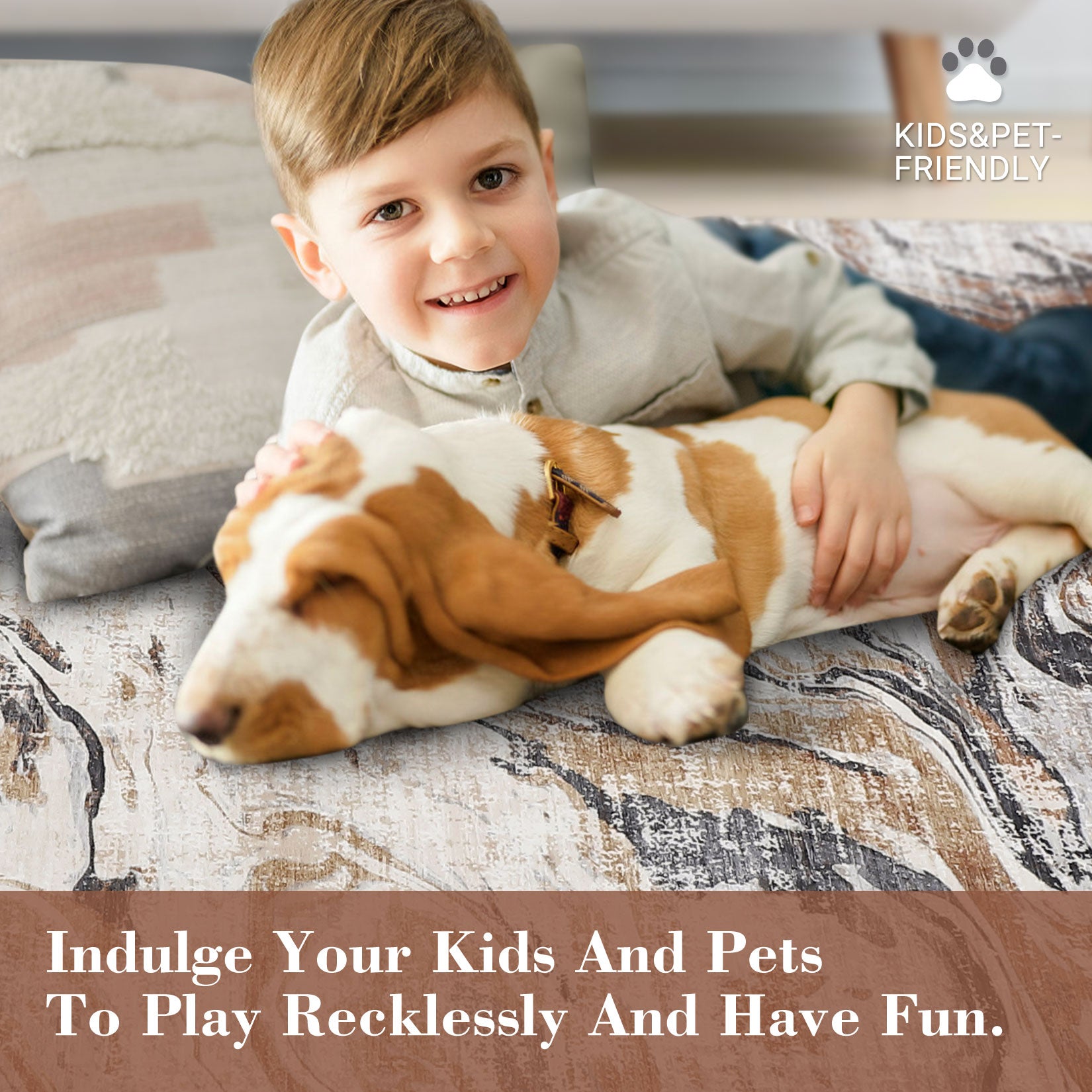 Garvee 2x6 Machine Washable Runner Rug, Non-Slip Floor Carpet, Modern Abstract Bedside Rug, Low Pile Foldable Area Rug, Soft Rug for Entryway, Bathroom, Laundry Room, Brown