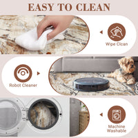 Garvee 2x6 Machine Washable Runner Rug, Non-Slip Floor Carpet, Modern Abstract Bedside Rug, Low Pile Foldable Area Rug, Soft Rug for Entryway, Bathroom, Laundry Room, Brown