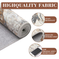 Garvee Modern Abstract Area Rug 10x13 Large Machine Washable Rug, Non Slip Faux Wool Soft Floor Carpet, Low Pile Foldable Accent Rug for High Traffic Areas in Living Room, Bedroom, Brown