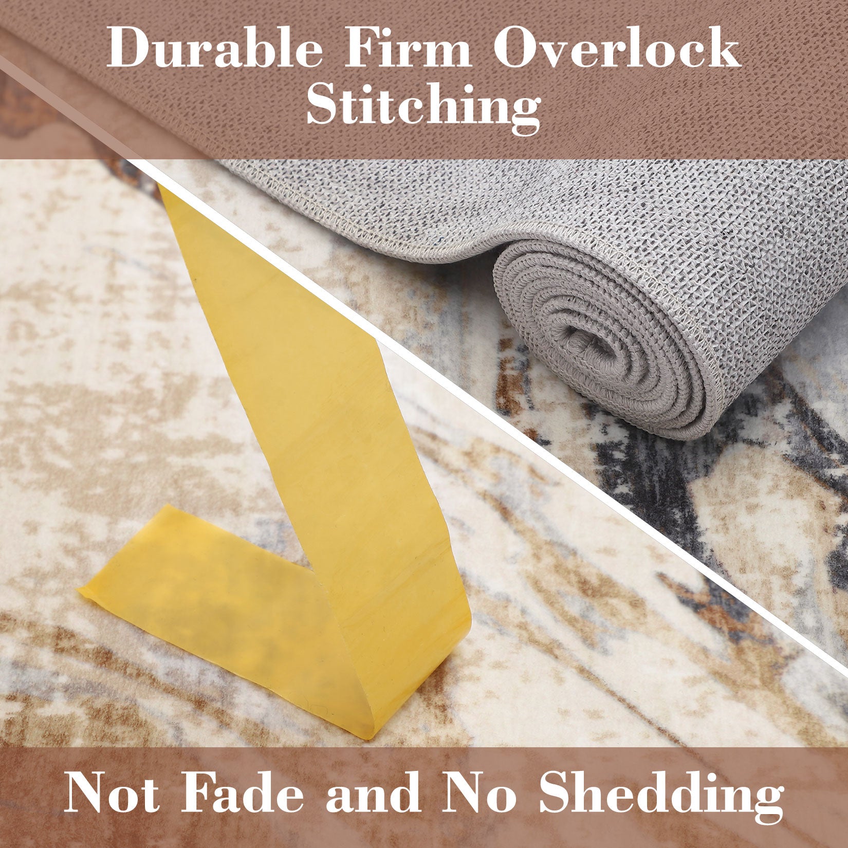 Garvee 2x6 Machine Washable Runner Rug, Non-Slip Floor Carpet, Modern Abstract Bedside Rug, Low Pile Foldable Area Rug, Soft Rug for Entryway, Bathroom, Laundry Room, Brown