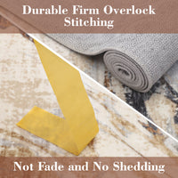 Garvee Modern Abstract Area Rug 10x13 Large Machine Washable Rug, Non Slip Faux Wool Soft Floor Carpet, Low Pile Foldable Accent Rug for High Traffic Areas in Living Room, Bedroom, Brown