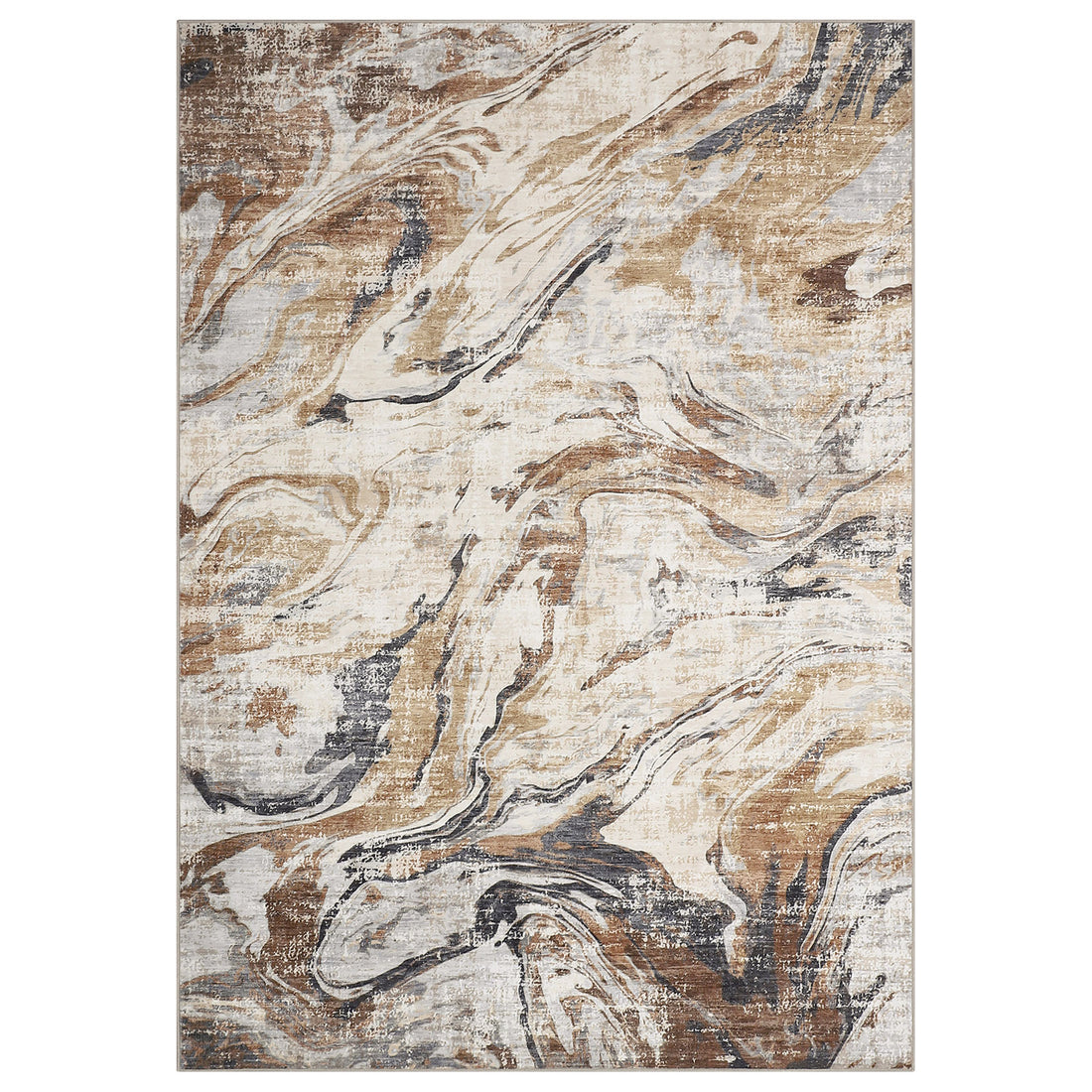 Garvee Area Rug 5x7 Machine Washable Rug for Living Room, Non-Slip Soft Floor Carpet, Low Pile Modern Abstract Rug, Foldable Rug for Bedroom, Dining Room, Kitchen, Brown
