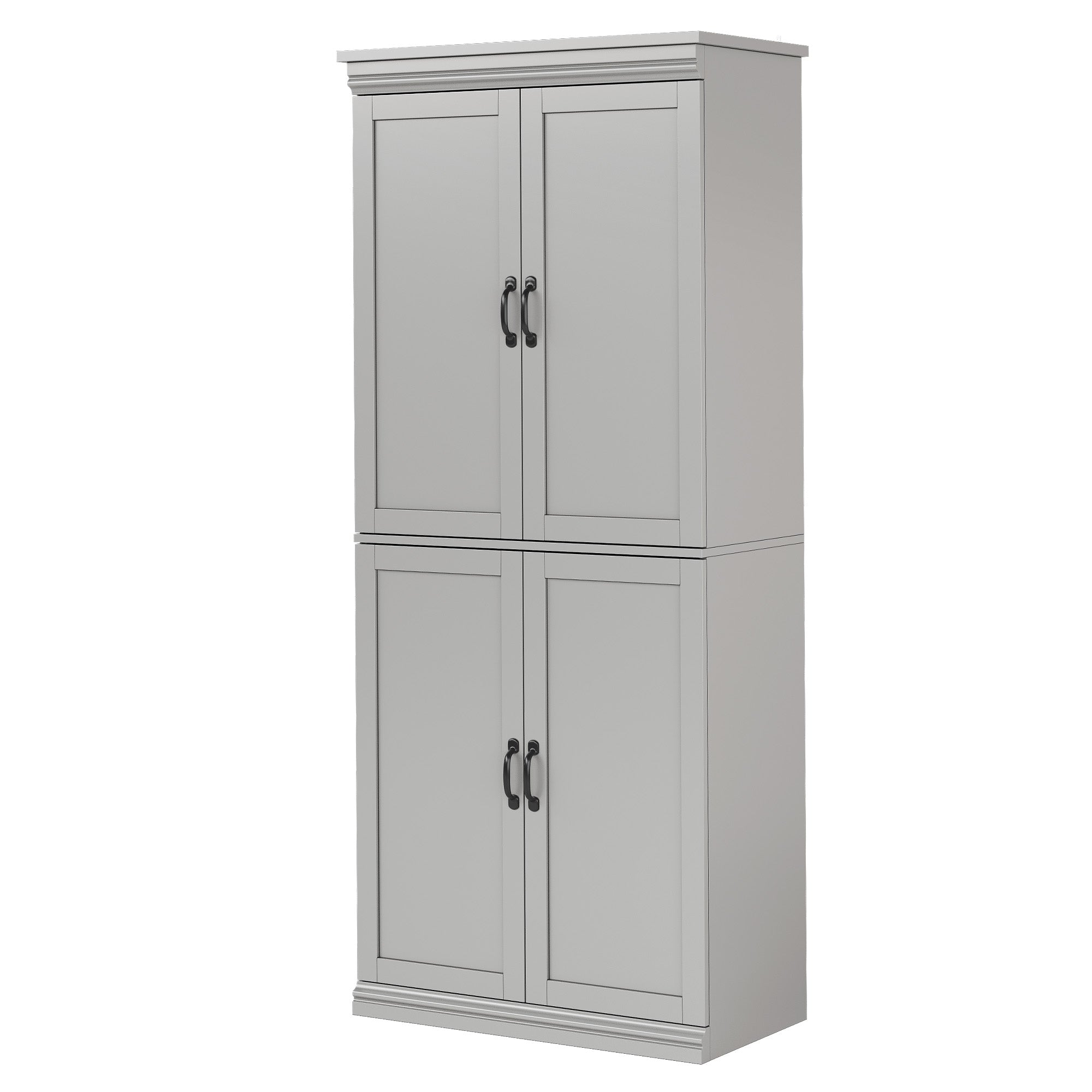 GarveeHome 70 Inch Tall Kitchen Pantry Cabinet With 4 Doors - Freestanding Storage Hutch With Adjustable Shelves, Gray