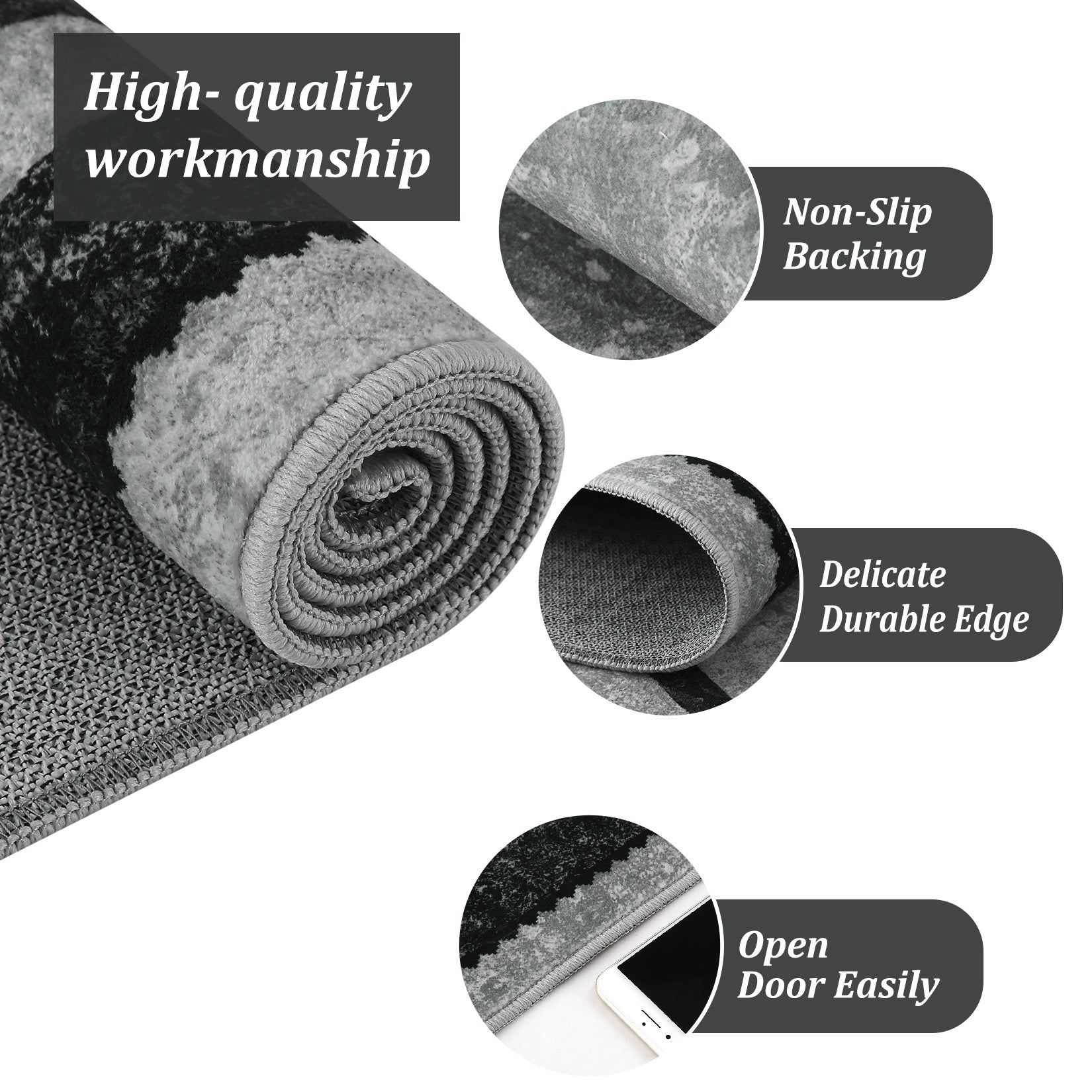 Garvee Bordered Non-Skid Washable Non-Slip Area Runner Rug for Entryway Laundry Room Bedroom