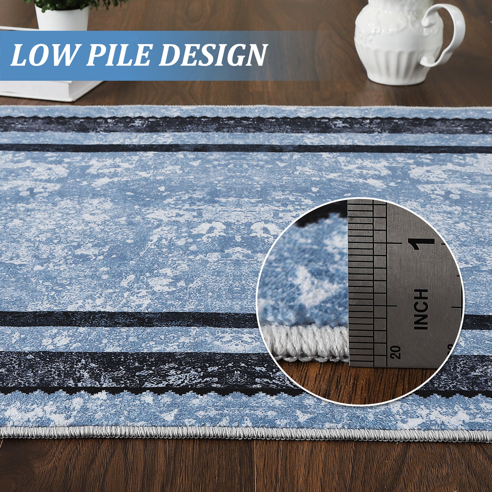 Garvee Bordered Non-Skid Washable Non-Slip Area Runner Rug for Entryway Laundry Room Bedroom