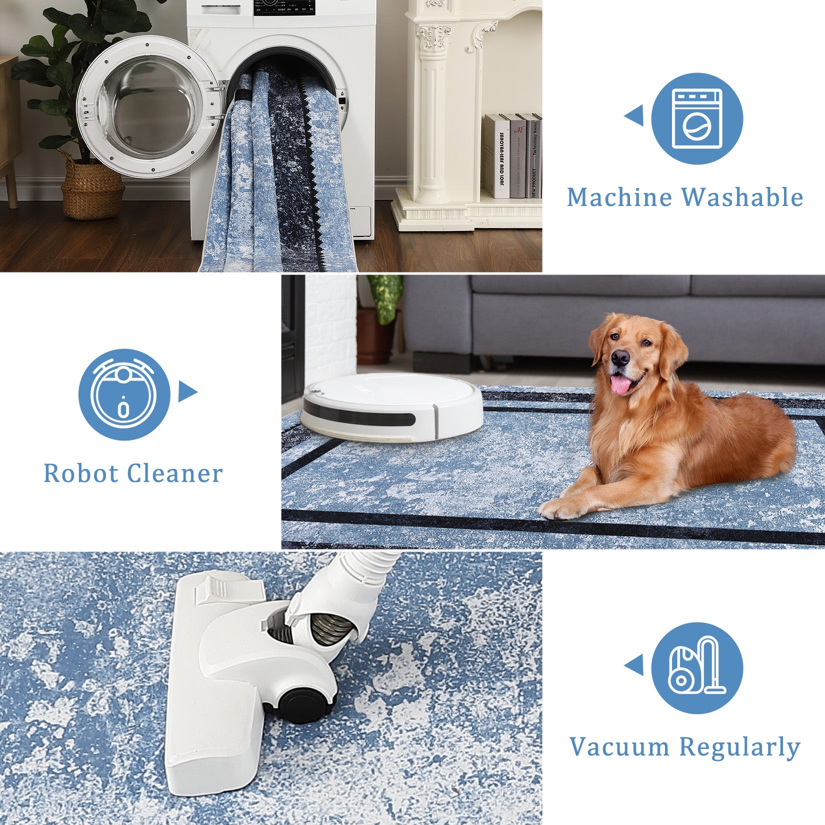 Garvee Bordered Non-Skid Washable Non-Slip Area Runner Rug for Entryway Laundry Room Bedroom