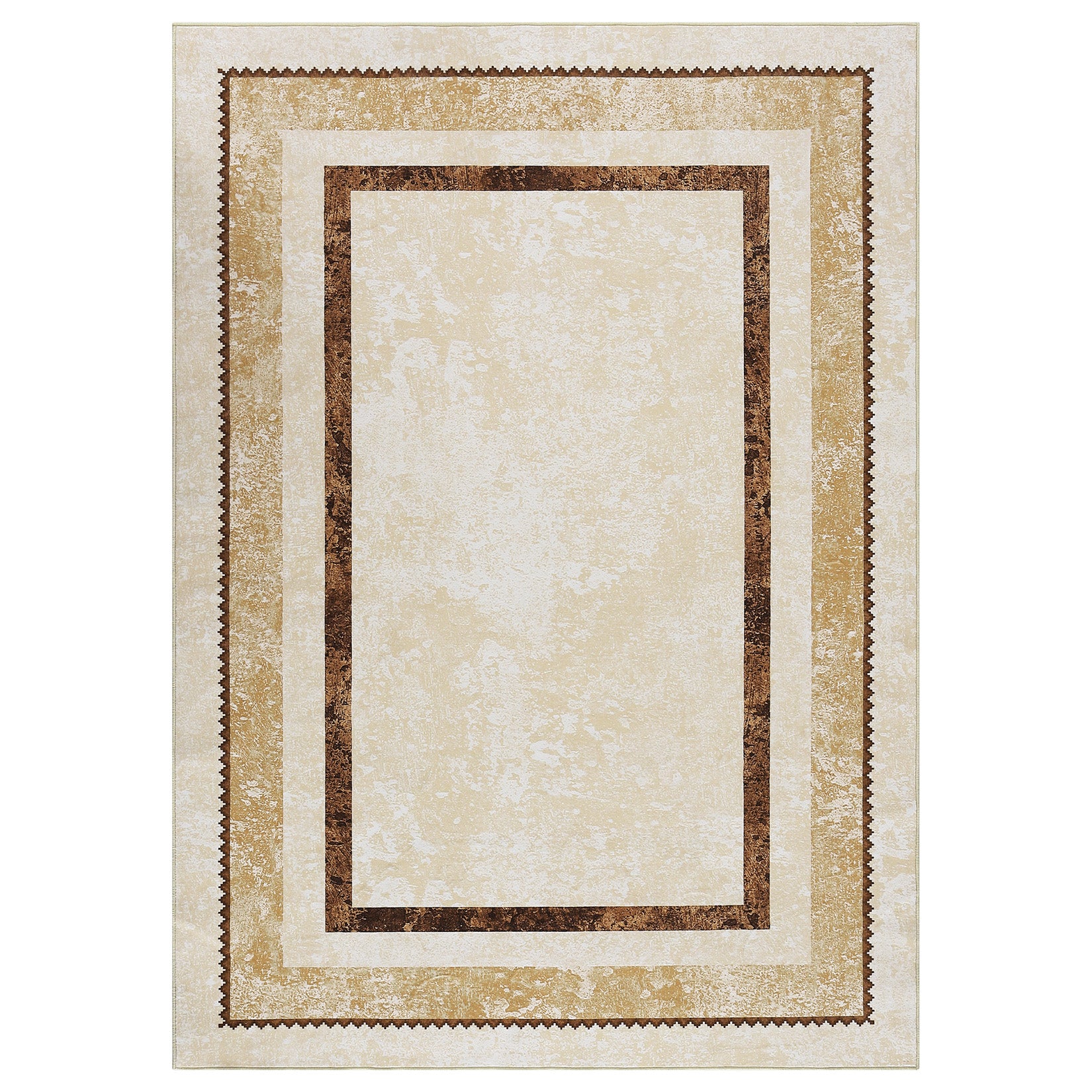 Garvee Modern Bordered Kitchen Runner Rugs Non Skid Washable Non-Slip Ultra-Thin Bathroom Rug Runner, Soft Carpet Runner for Entryway Laundry Room Bedroom Beige 5*7ft