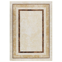 Garvee Modern Bordered Kitchen Runner Rugs Non Skid Washable Non-Slip Ultra-Thin Bathroom Rug Runner, Soft Carpet Runner for Entryway Laundry Room Bedroom Beige 5*7ft