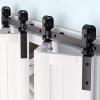 Garvee 52 in Bifold Sliding Barn Door Hardware Track Kit, Side Mounted Black Roller, Smoothly and Quietly, Easy Install, Heavy Duty, Up to 400 LBS, Bifold Door Hardware for 4 Doors (Door Not Included)