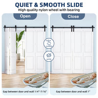 Garvee 60 in Bifold Sliding Barn Door Hardware Track Kit, Side Mounted Black Roller, Smoothly and Quietly, Easy Install, Heavy Duty, Up to 400 LBS, Bifold Door Hardware for 4 Doors (Door Not Included)