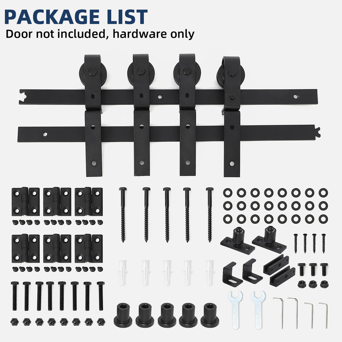 Garvee 60 in Bifold Sliding Barn Door Hardware Track Kit, Side Mounted Black Roller, Smoothly and Quietly, Easy Install, Heavy Duty, Up to 400 LBS, Bifold Door Hardware for 4 Doors (Door Not Included)