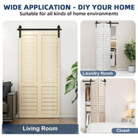 Garvee 60 in Bifold Sliding Barn Door Hardware Track Kit, Side Mounted Black Roller, Smoothly and Quietly, Easy Install, Heavy Duty, Up to 200 LBS, Bifold Door Hardware for 2 Doors (Door Not Included)