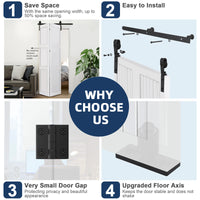 Garvee 24" Bifold Sliding Barn Door Hardware Track Kit, Side Mounted Black Roller, Smoothly and Quietly, Assembly Easy, Fit Double 12" Bi-Folding Doors (Door Not Included)