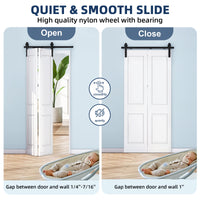 Garvee 60 in Bifold Sliding Barn Door Hardware Track Kit, Side Mounted Black Roller, Smoothly and Quietly, Easy Install, Heavy Duty, Up to 200 LBS, Bifold Door Hardware for 2 Doors (Door Not Included)