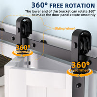 Garvee 24" Bifold Sliding Barn Door Hardware Track Kit, Side Mounted Black Roller, Smoothly and Quietly, Assembly Easy, Fit Double 12" Bi-Folding Doors (Door Not Included)