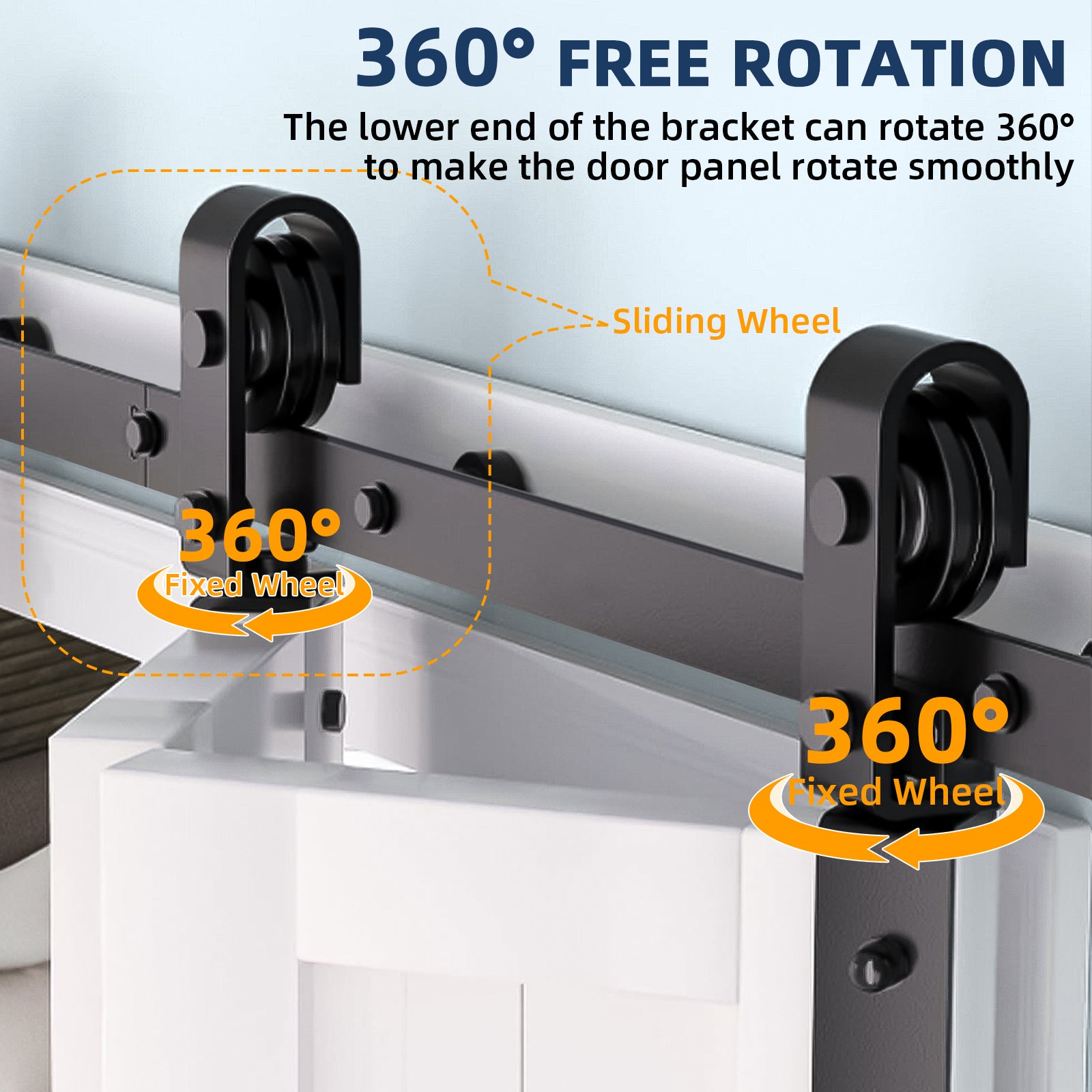 Garvee 60 in Bifold Sliding Barn Door Hardware Track Kit, Side Mounted Black Roller, Smoothly and Quietly, Easy Install, Heavy Duty, Up to 200 LBS, Bifold Door Hardware for 2 Doors (Door Not Included)