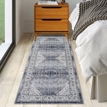 Garvee Persian Grey 2x6 Runner Rugs Vintage Hallway Area Rug Print Distressed Kitchen Indoor Bedroom Rug Washable Living Room Retro Rug for Dining Room