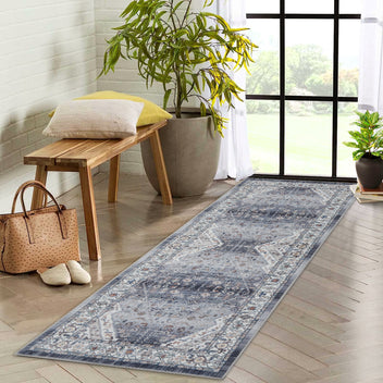Garvee Persian Grey 2x6 Runner Rugs Vintage Hallway Area Rug Print Distressed Kitchen Indoor Bedroom Rug Washable Living Room Retro Rug for Dining Room