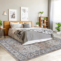 Garvee Persian Light Brown 9x12 Area Rugs for Living Room Print Distressed Indoor Floor Rug Washable Rug Non Slip Vintage Rug for Bedroom Dining Room