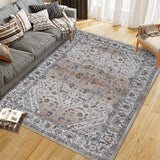 Garvee Persian Light Brown 8x10 Area Rugs for Living Room Print Distressed Indoor Floor Rug Washable Rug Non Slip Vintage Rug for Bedroom Dining Room - Light Brown
