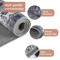 Garvee Persian Grey 9x12 Area Rugs for Living Room Print Distressed Indoor Floor Rug Washable Rug Non Slip Vintage Rug for Bedroom Dining Room