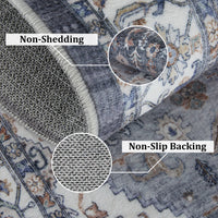 Garvee Persian Grey 9x12 Area Rugs for Living Room Print Distressed Indoor Floor Rug Washable Rug Non Slip Vintage Rug for Bedroom Dining Room