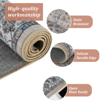 Garvee Persian Light Brown 2x6 Runner Rugs Vintage Hallway Area Rug Print Distressed Kitchen Indoor Bedroom Rug Washable Living Room Retro Rug for Dining Room
