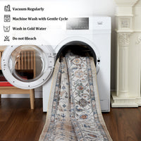 Garvee Persian Light Brown 9x12 Area Rugs for Living Room Print Distressed Indoor Floor Rug Washable Rug Non Slip Vintage Rug for Bedroom Dining Room