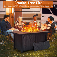 Garvee 52" 2-in-1 Propane Fire Pit Table - 50,000 BTU Outdoor Gas Fire Pit with Waterproof Cover, Tabletop & Separate Storage for Patio