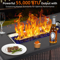 Garvee 44″ Propane Fire Pit Table, 50000 BTU Fire Table with Ignition System,Outdoor Fire Table with Glass Rocks, Brown