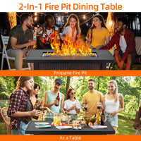 Garvee 44″ Propane Fire Pit Table, 50000 BTU Fire Table with Ignition System,Outdoor Fire Table with Glass Rocks, Brown