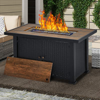 Garvee 44″ Propane Fire Pit Table, 50000 BTU Fire Table with Ignition System,Outdoor Fire Table with Glass Rocks, Black