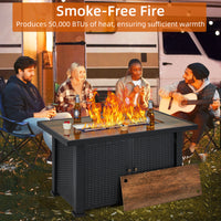 Garvee 44″ Propane Fire Pit Table, 50000 BTU Fire Table with Ignition System,Outdoor Fire Table with Glass Rocks, Black