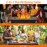 Garvee 44″ Propane Fire Pit Table, 50000 BTU Fire Table with Ignition System,Outdoor Fire Table with Glass Rocks, Black