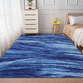 Garvee Abstract Navy Blue 9x12 Rug, Machine Washable Stain Resistant Non-Slip Carpet for Living Room & Bedroom | Modern Accent Decor