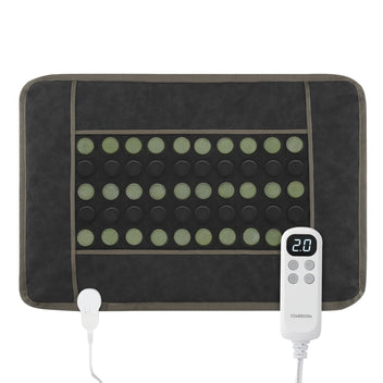 Garvee Far Infrared Heating Pad for Back Pain Relief, Natural Jade & Tourmaline Heating Pad,  Therapy Pads for Neck Shoulders and Period Cramps, Auto Shut Off , LCD Display 32" X 21" (Black)