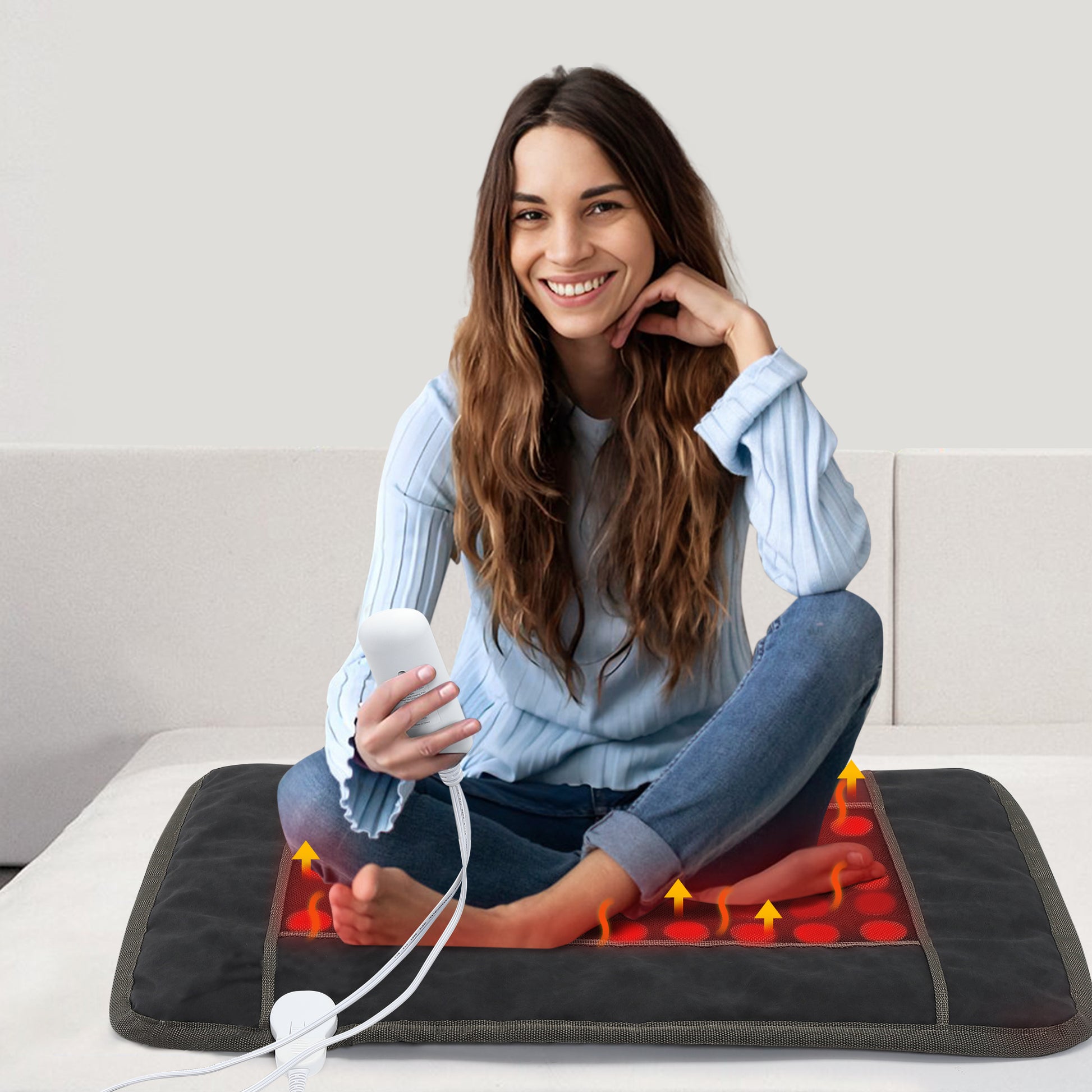 Garvee Far Infrared Heating Pad for Back Pain Relief, Natural Jade & Tourmaline Heating Pad,  Therapy Pads for Neck Shoulders and Period Cramps, Auto Shut Off , LCD Display 32" X 21" (Black)