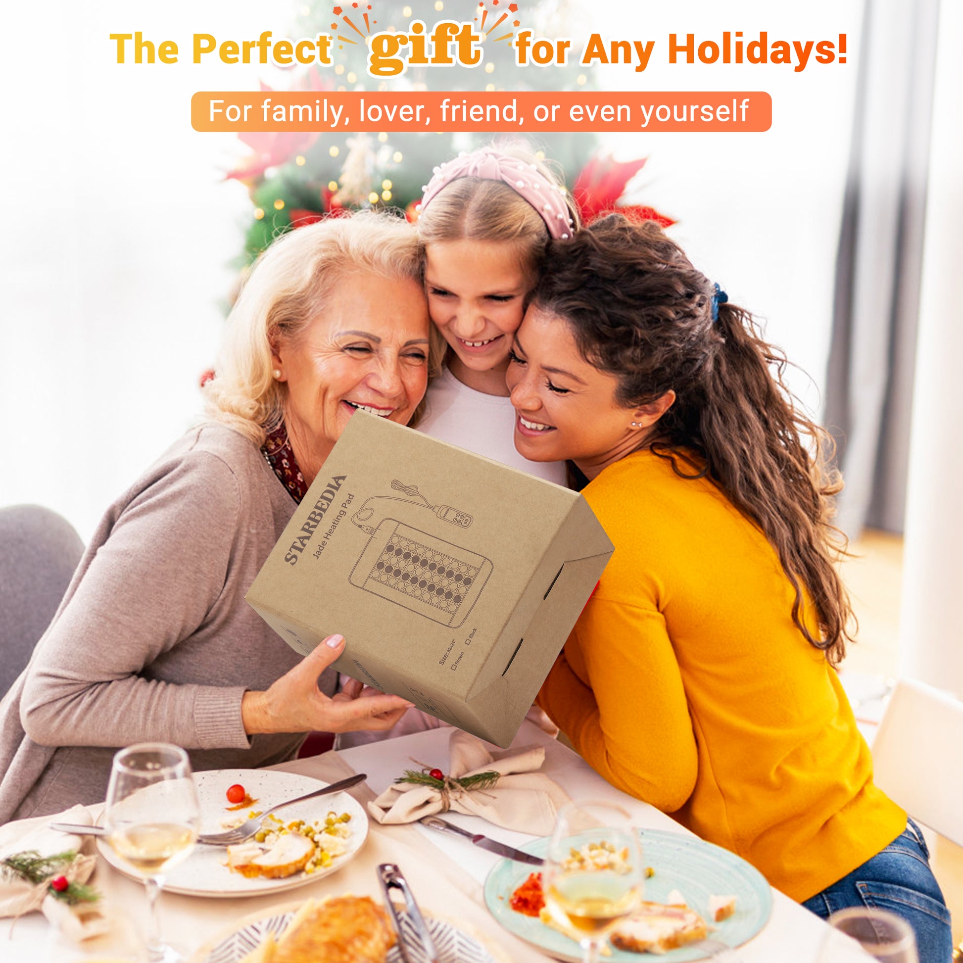 Garvee Far Infrared Heating Pad for Back Pain Relief, Natural Jade & Tourmaline Heating Pad,  Therapy Pads for Neck Shoulders and Period Cramps, Auto Shut Off , LCD Display 32" X 21" (Black)