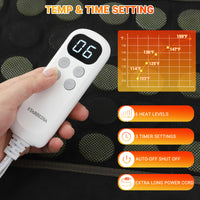 Garvee Far Infrared Heating Pad for Back Pain Relief, Natural Jade & Tourmaline Heating Pad,  Therapy Pads for Neck Shoulders and Period Cramps, Auto Shut Off , LCD Display 32" X 21" (Black)