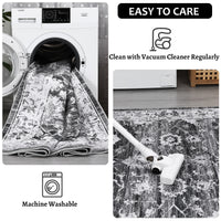 Garvee Washable Rug 8x10 Area Rug Large Vintage Distressed Area Rug Stain Resistant Non-Slip Accent Rug Traditional Floral Medallion Floor Cover Carpet Rug for Living Room Decor, Grey