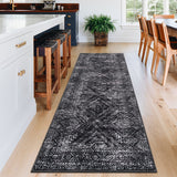 Garvee Washable Runner Rug 2x6 Hallway Rug Ultra Soft Modern Carpet, Diamond Pattern Area Rug with Non-Slip Rubber Backing, Non Shedding Low-Pile Floor Mat for Bedroom Laundry - Black - Black