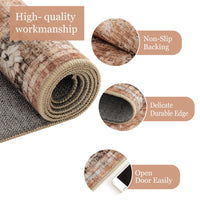 Garvee Terracotta Distressed Print Runner 2x6 Washable Low Pile - Rustic Doormat Rug for Entryway Hall, Non Slip Kitchen Floor Mat, Easy Clean Indoor Carpet