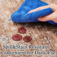 Garvee 10x13 Brown Large Area Rug Distressed Print - Washable Low Pile Living Room Dining Carpet, Vintage Non Slip Easy Clean, Stain Resistant Extra Large Bedroom Rug