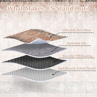 Garvee 10x13 Brown Large Area Rug Distressed Print - Washable Low Pile Living Room Dining Carpet, Vintage Non Slip Easy Clean, Stain Resistant Extra Large Bedroom Rug