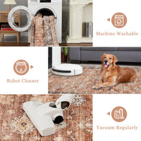 Garvee Terracotta Distressed Print Runner 2x6 Washable Low Pile - Rustic Doormat Rug for Entryway Hall, Non Slip Kitchen Floor Mat, Easy Clean Indoor Carpet