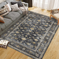 Garvee Black Distressed Print Area Rug 8x10 Washable Low Pile - Large Modern Living Room Carpet, Statement Floor Rug Non Slip Easy Clean, for Contemporary Dining Bedroom